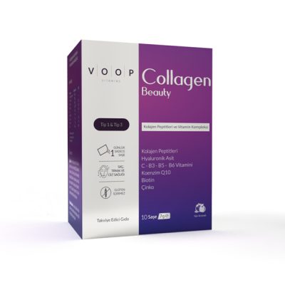 VOOP Collagen Beauty Tip 1 Ve Tip 3 5500 Mg Nar Aromalı Hyaluronik Asit+Q10+Biotin+Çinko 10 Saşe 10×7 gr