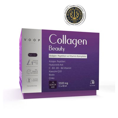 VOOP Collagen Tip 1 ve Tip 3 5500 mg Nar Aromalı Hyaluronic Asit+Q10+Biotin+Çinko 15 Shot x 40 ml
